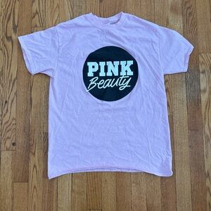 PINK Victoria's Secret Light Pink Short Sleeve Tee Self Care Starts Here